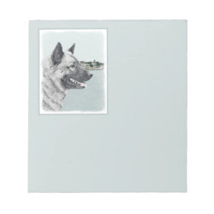 Norwegian Elkhound at Village Painting - Dog Art Notepad