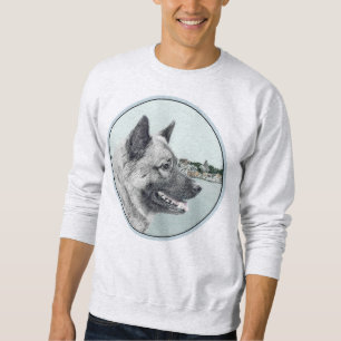 Norwegian Elkhound at Village Painting - Dog Art Sweatshirt