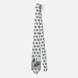 Norwegian Elkhound at Village Painting - Dog Art Tie