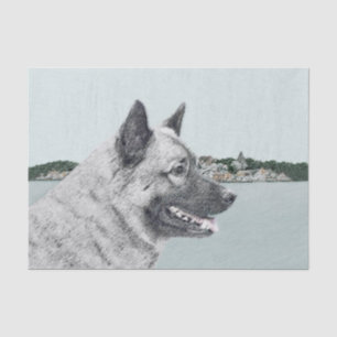 Norwegian Elkhound at Village Painting - Dog Art Tissue Paper