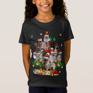 Norwegian Elkhound Christmas Tree Lights Funny Dog T-Shirt