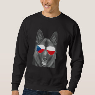 Norwegian Elkhound Dog Czech Flag Sunglasses Sweatshirt