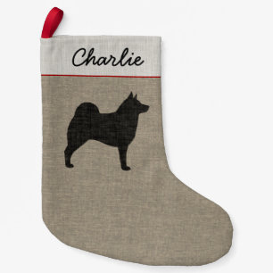 Norwegian Elkhound Dog Silhouette Elkie Holiday Small Christmas Stocking