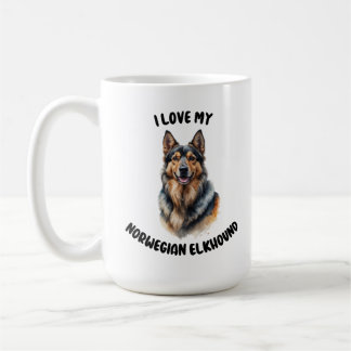 Norwegian Elkhound Dog Watercolor Art Coffee Mug
