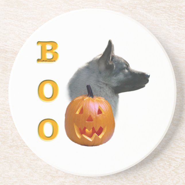 Norwegian Elkhound Halloween Boo Coaster (Front)