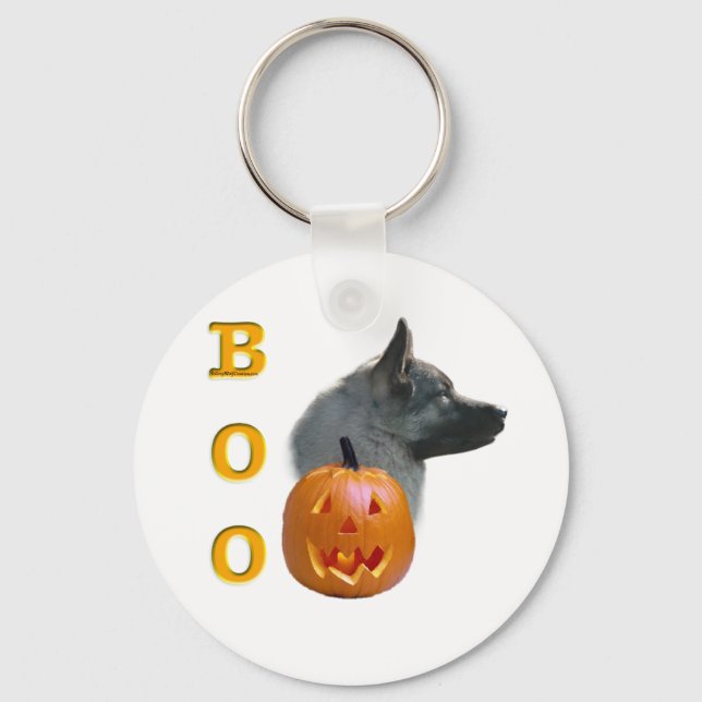 Norwegian Elkhound Halloween Boo Key Ring (Front)
