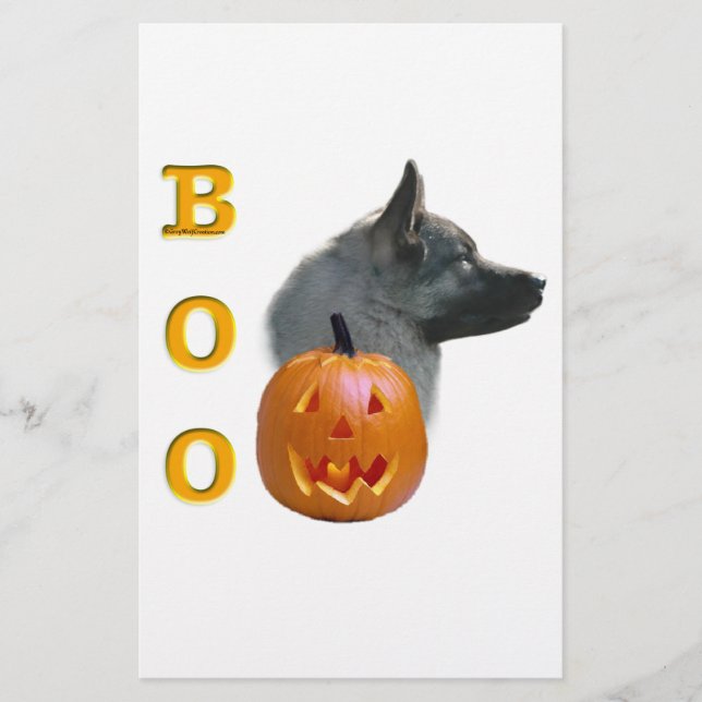Norwegian Elkhound Halloween Boo Stationery (Front)