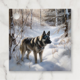 Norwegian Elkhound Let It Snow Christmas Favour Tags