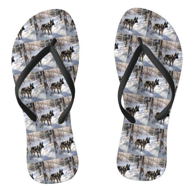 Norwegian Elkhound Let It Snow Christmas Jandals (Footbed)
