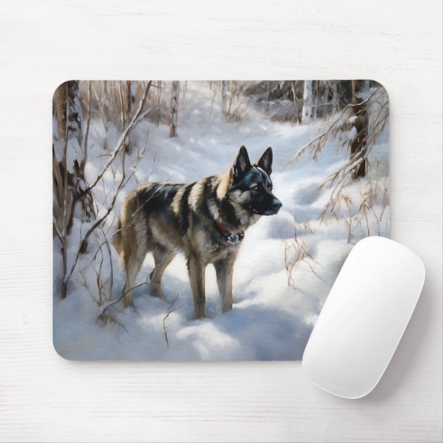 Norwegian Elkhound Let It Snow Christmas Mouse Pad (With Mouse)