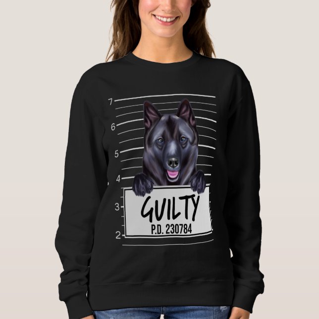 Norwegian Elkhound Mugshot Guilty Dog Sweatshirt (Front)