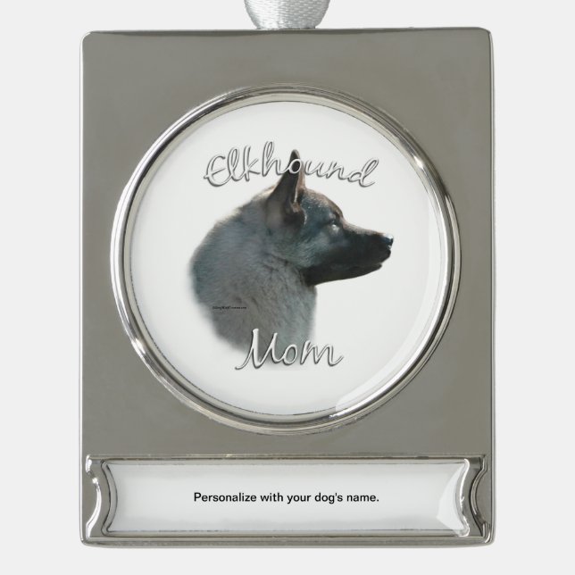 Norwegian Elkhound Mum 2 Silver Plated Banner Ornament (Front)