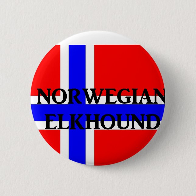 norwegian elkhound name norway-flag 6 cm round badge (Front)