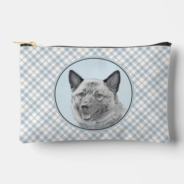Norwegian Elkhound Painting Cute Original Dog Art Accessory Pouch (Front)