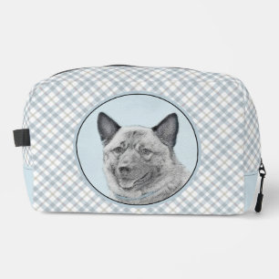 Norwegian Elkhound Painting Cute Original Dog Art Dopp Kit