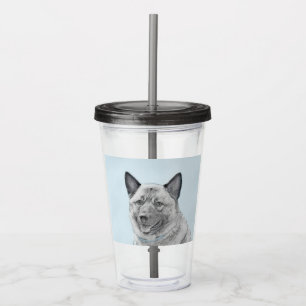 Norwegian Elkhound Painting - Original Dog Art Acrylic Tumbler