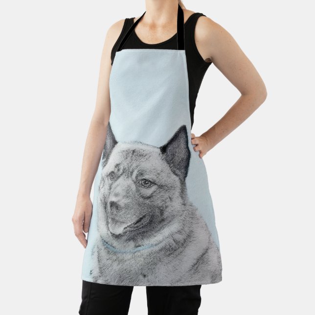Norwegian Elkhound Painting - Original Dog Art Apron (Insitu)