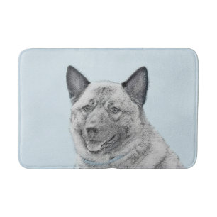 Norwegian Elkhound Painting - Original Dog Art Bath Mat