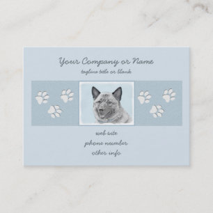 Norwegian Elkhound Painting - Original Dog Art Business Card
