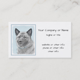 Norwegian Elkhound Painting - Original Dog Art Business Card