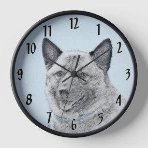 Norwegian Elkhound Painting - Original Dog Art Clock
