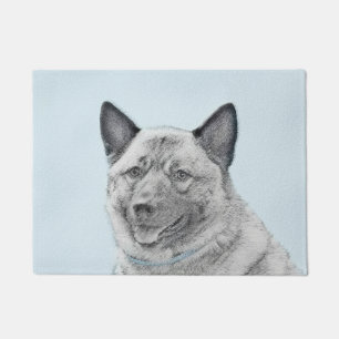 Norwegian Elkhound Painting - Original Dog Art Doormat