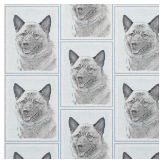 Norwegian Elkhound Painting - Original Dog Art Fabric (Swatch)