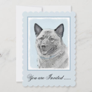 Norwegian Elkhound Painting - Original Dog Art Invitation