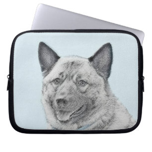 Norwegian Elkhound Painting - Original Dog Art Laptop Sleeve