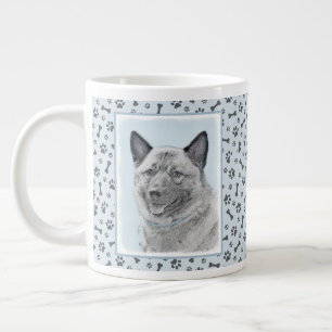 Norwegian Elkhound Painting - Original Dog Art Large Coffee Mug