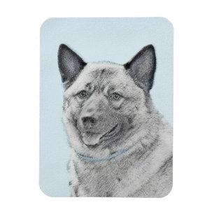 Norwegian Elkhound Painting - Original Dog Art Magnet