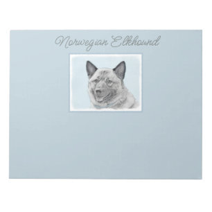 Norwegian Elkhound Painting - Original Dog Art Not Notepad