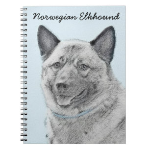 Norwegian Elkhound Painting - Original Dog Art Notebook