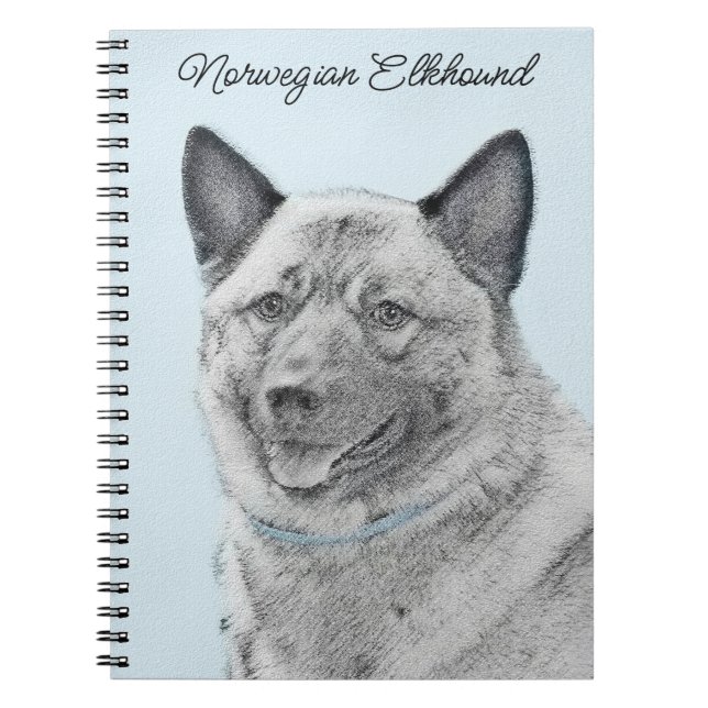 Norwegian Elkhound Painting - Original Dog Art Notebook (Front)