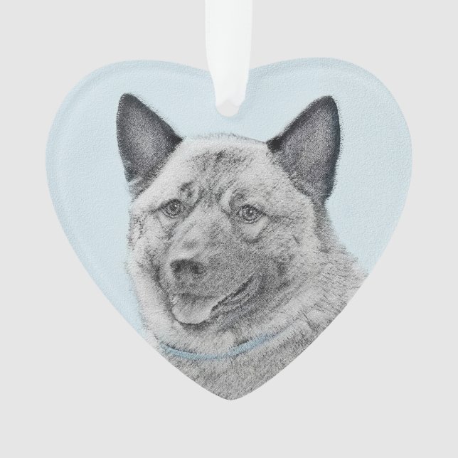 Norwegian Elkhound Painting - Original Dog Art Ornament (Front)