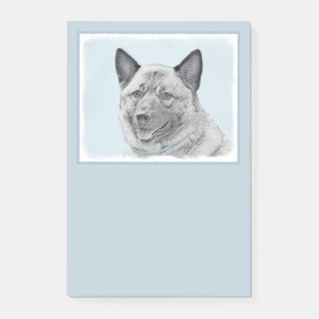 Norwegian Elkhound Painting - Original Dog Art Post-it Notes (Front)