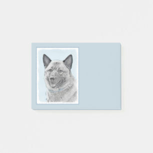 Norwegian Elkhound Painting - Original Dog Art Post-it Notes