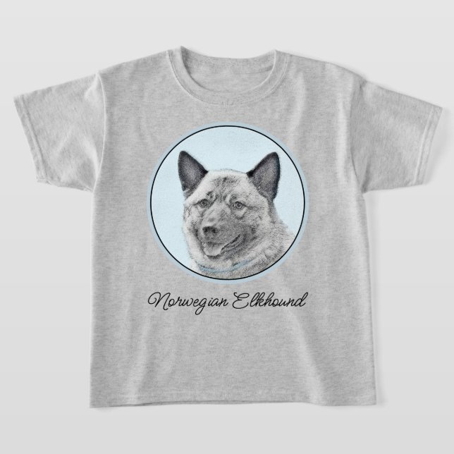 Norwegian Elkhound Painting - Original Dog Art T-Shirt (Laydown)