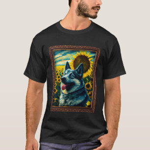 Norwegian Elkhound Painting Sunflower Flower Mum W T-Shirt