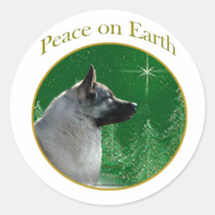 Norwegian Elkhound Peace Classic Round Sticker