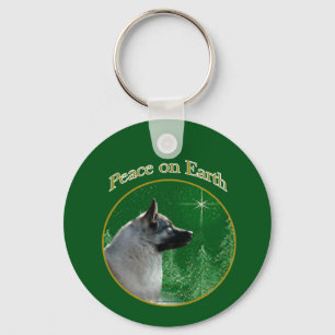 Norwegian Elkhound Peace Key Ring