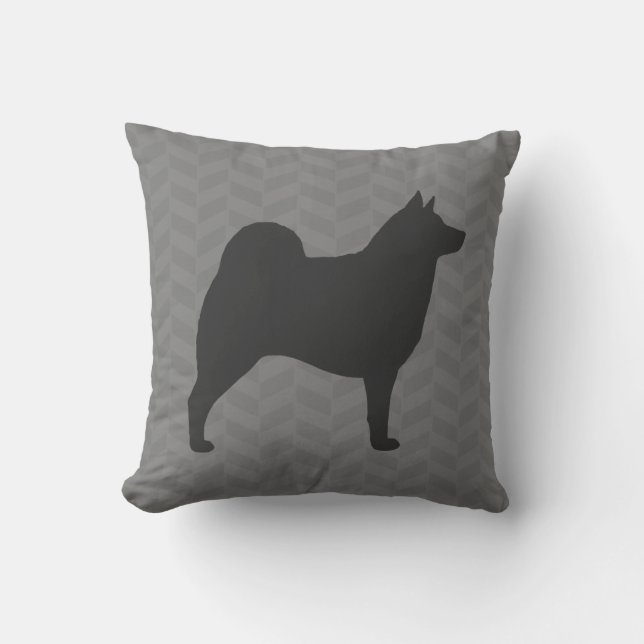 Norwegian Elkhound Silhouette Cushion (Front)