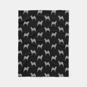 Norwegian Elkhound Silhouettes Pattern Fleece Blanket