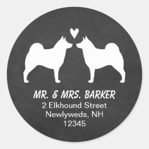 Norwegian Elkhound Silhouettes Return Address Classic Round Sticker