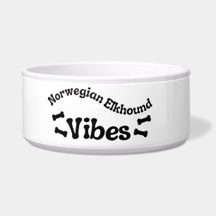 Norwegian Elkhound Vibes Ceramic Dog Bowl