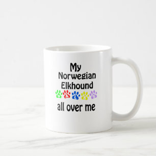 Norwegian Elkhound Walks Design Coffee Mug