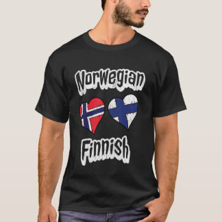 Norwegian Finnish Flag Heart Combo Norway Finland  T-Shirt