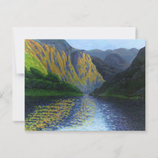 Norwegian fjord approaching sunset postcard