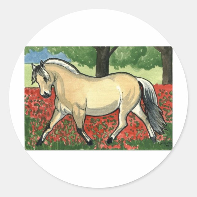 Norwegian Fjord HORSE ART Classic Round Sticker (Front)