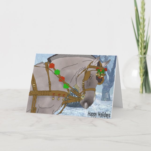 Norwegian Fjord Horse Christmas Holiday Card (Front)